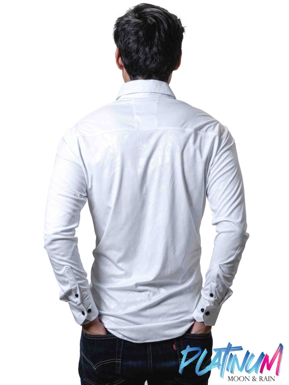 Camisa Hombre Casual Slim Fit Blanca Texturizada 3