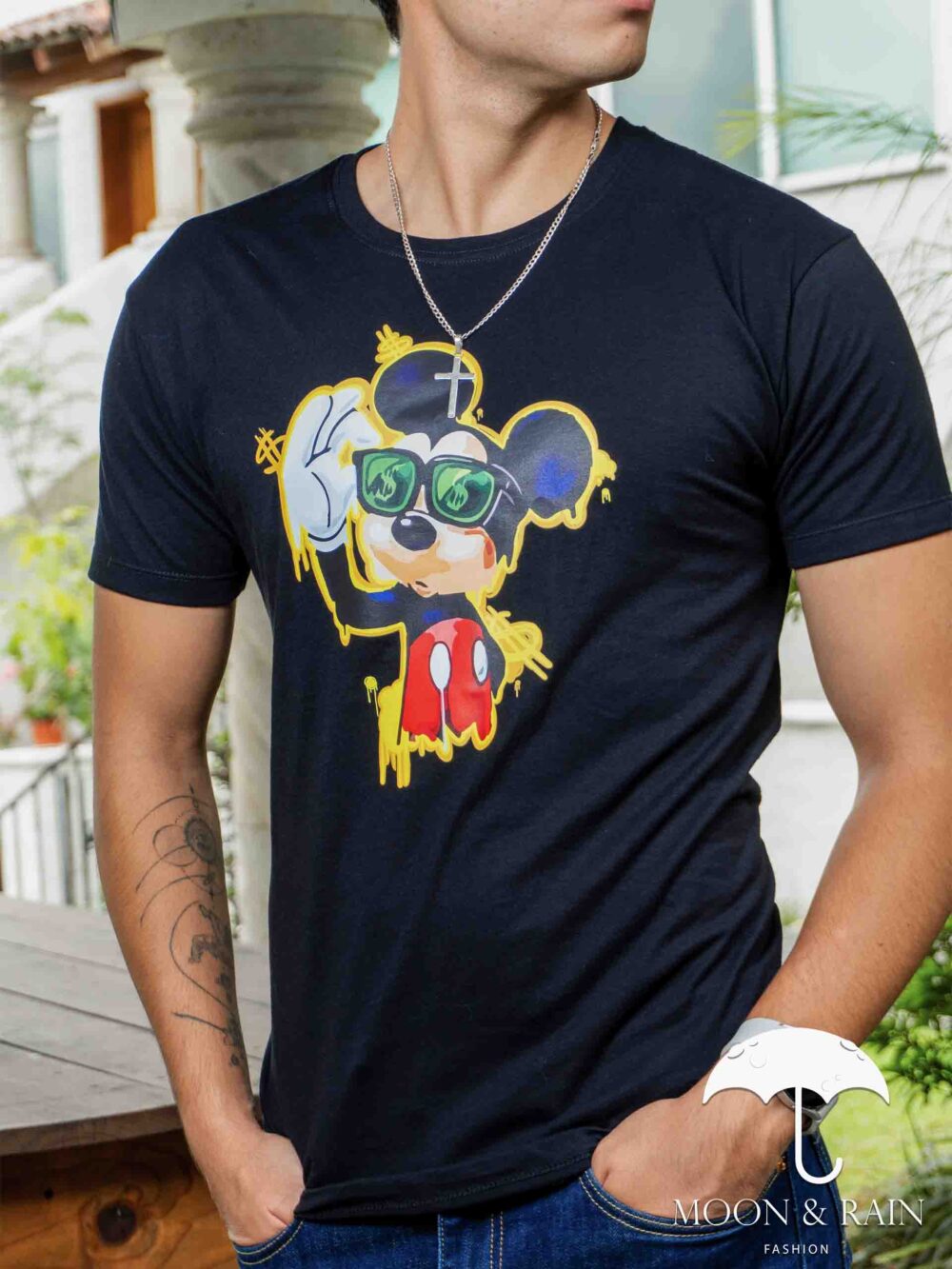 Playera Hombre Casual Negra Mickey Mouse Fashion 2