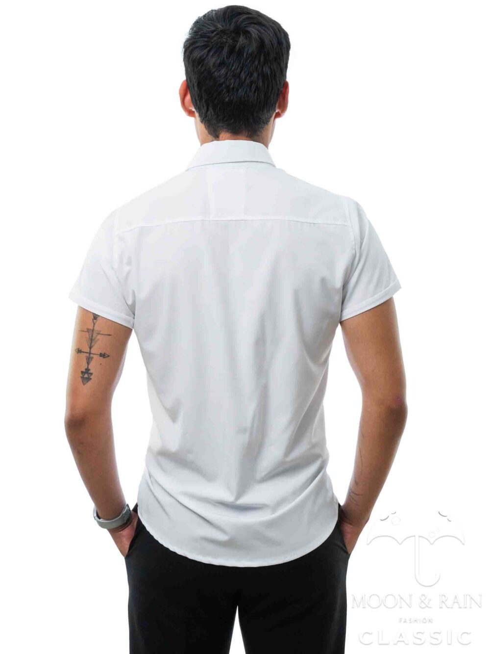 Camisa Hombre Casual Slim Fit Blanca Lisa 4