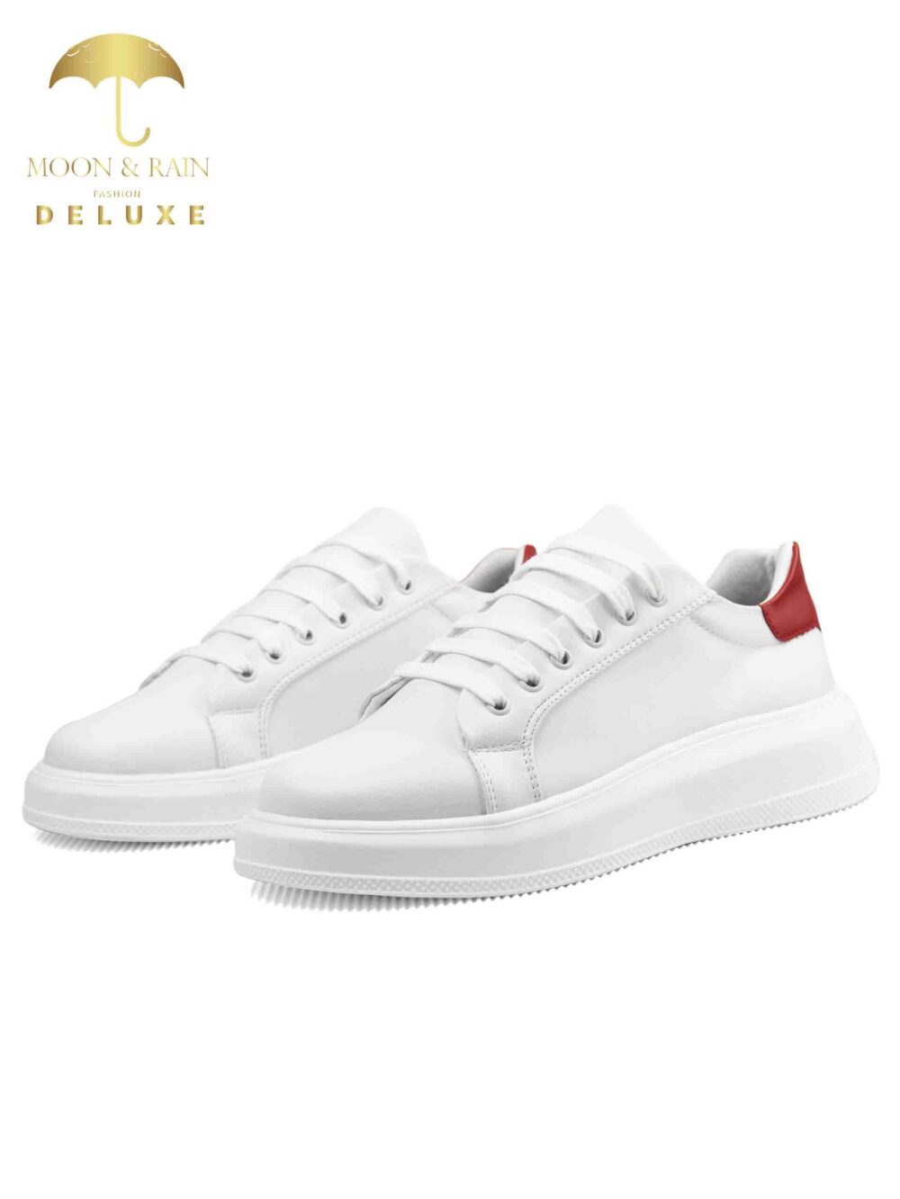 Tenis Hombre Sneakers Blancos Detalle Rojo 2