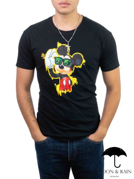 Playera Hombre Casual Negra Mickey Mouse Fashion