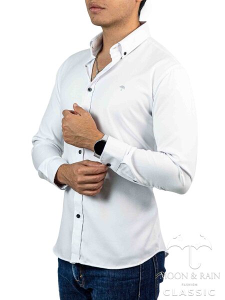 Camisa Hombre Casual Slim Fit Blanca Lisa 2