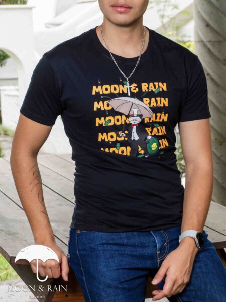 Playera Hombre Casual Negra Monopolio Moon & Rain 2