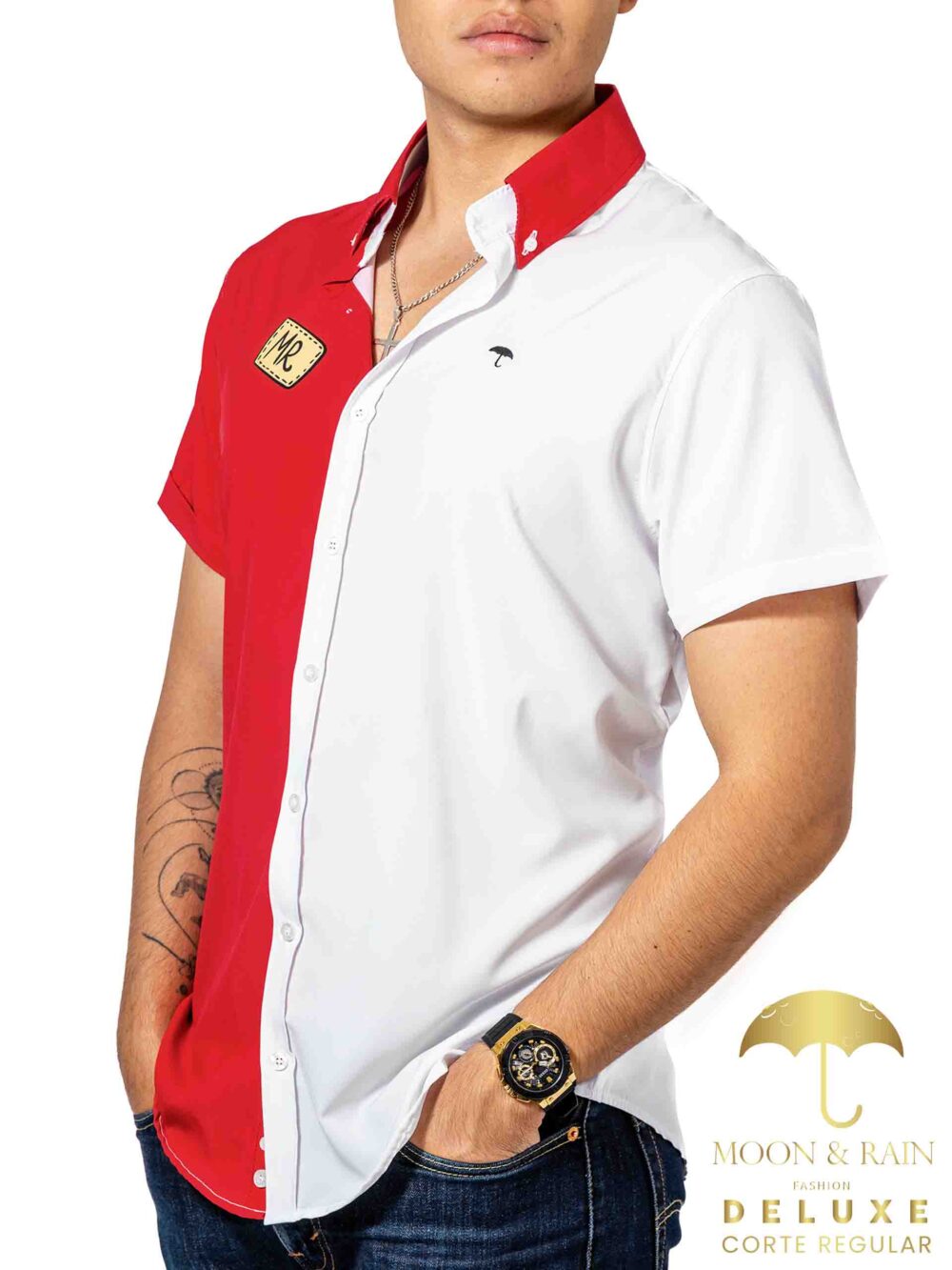 Camisa Hombre Casual Roja - Blanca Conejo Money 4