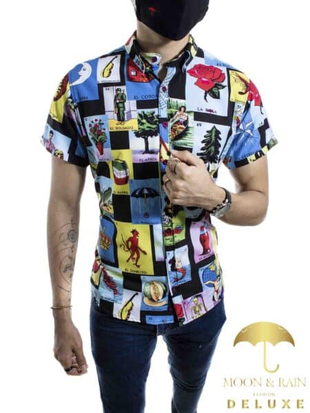 Camisa Hombre Casual Loteria Manga Corta 4