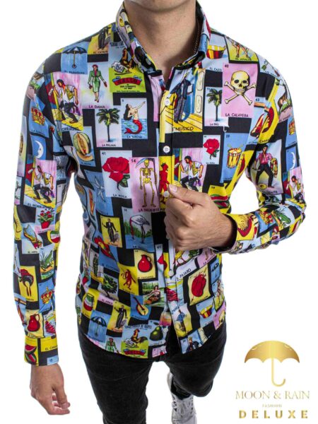 Camisa Hombre Casual Lotería Manga Larga 4