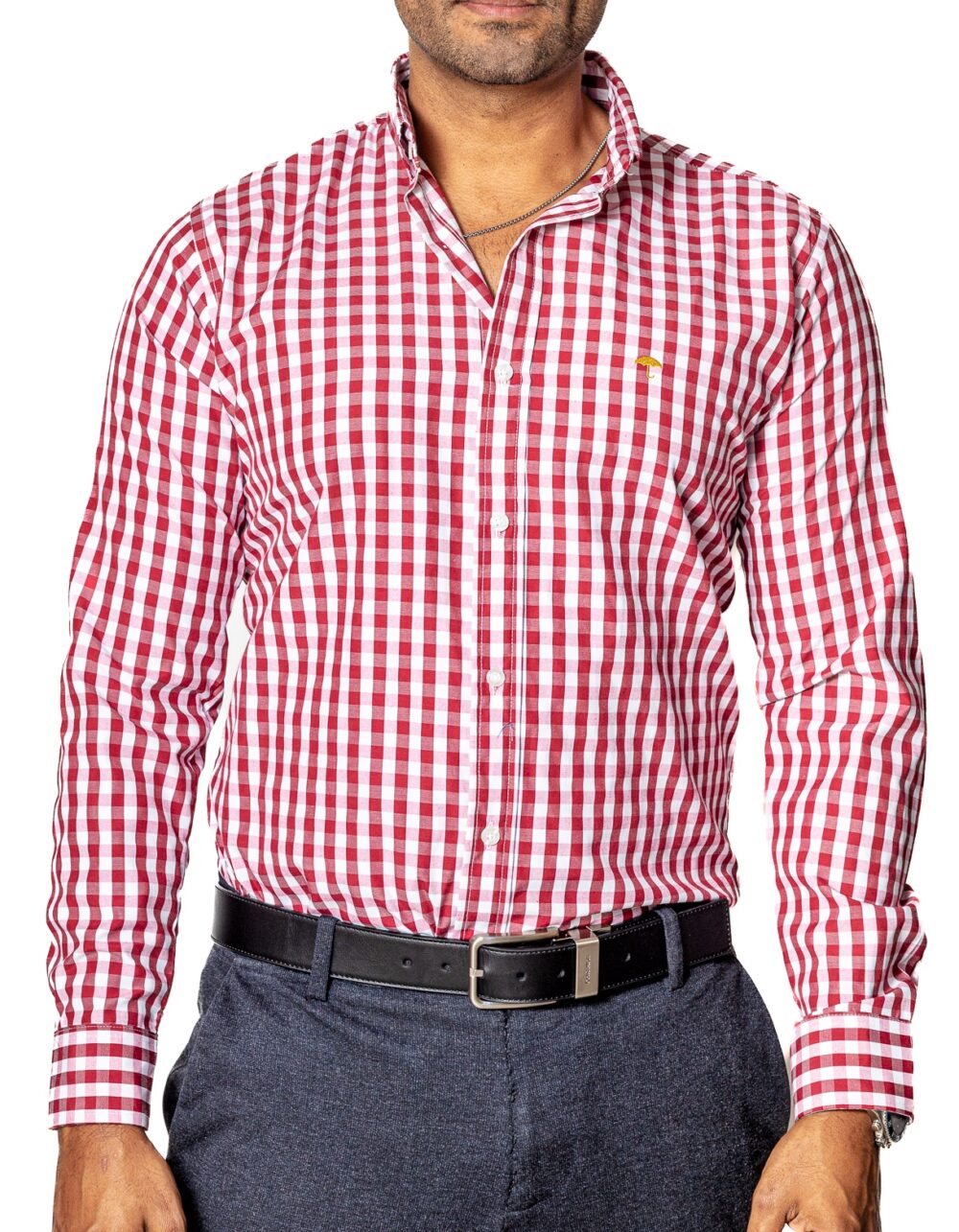 Camisa Hombre Casual Cuadros Vino, Blancos 3