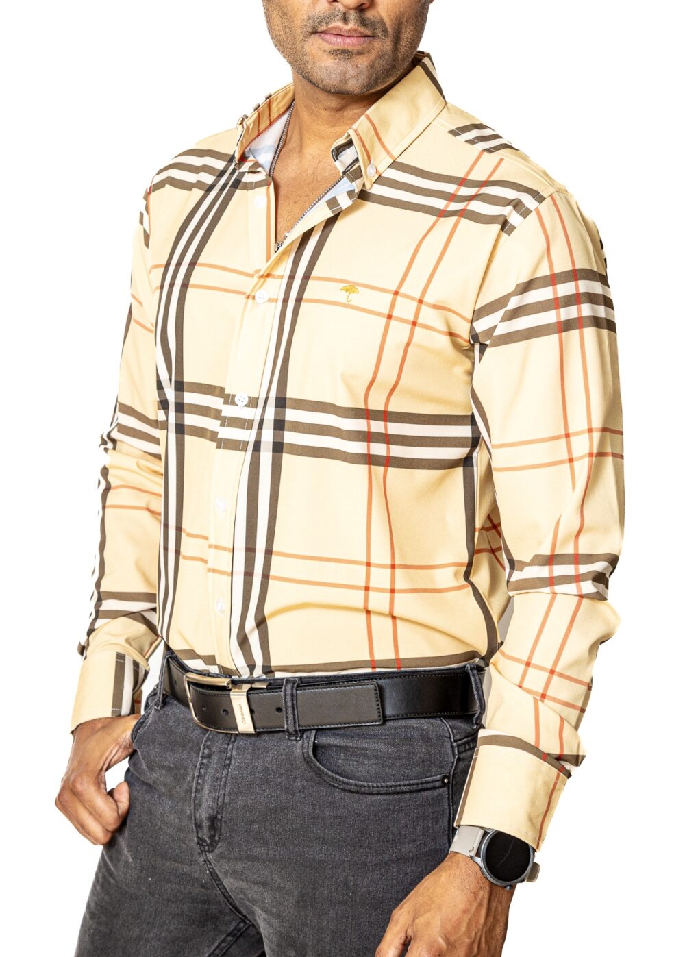 Camisa Hombre Casual Amarilla Rayas Negras, Blanca 4